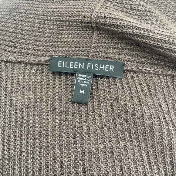 Eileen Fisher Chocolate Brown Open Front 1/2 Sleeve Silk Blend Cardigan Sweater - Picture 7 of 9